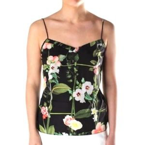 Ted Baker Black Cynaria Secret Trellis Floral Print Top L